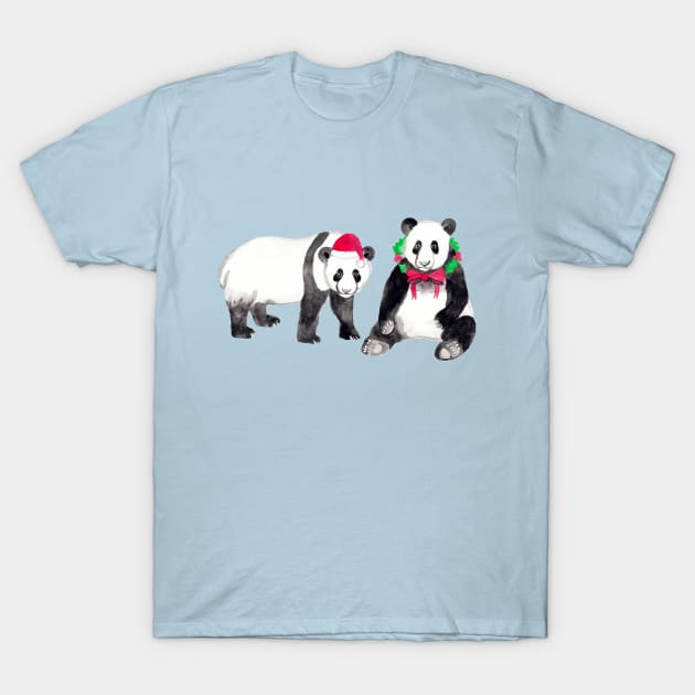 Deck The Halls With Pandas T-Shirt by tangerinetane